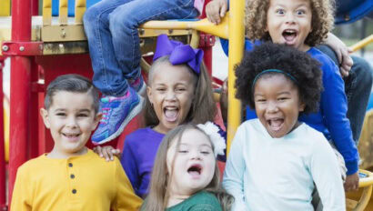 A group of children on a playground.